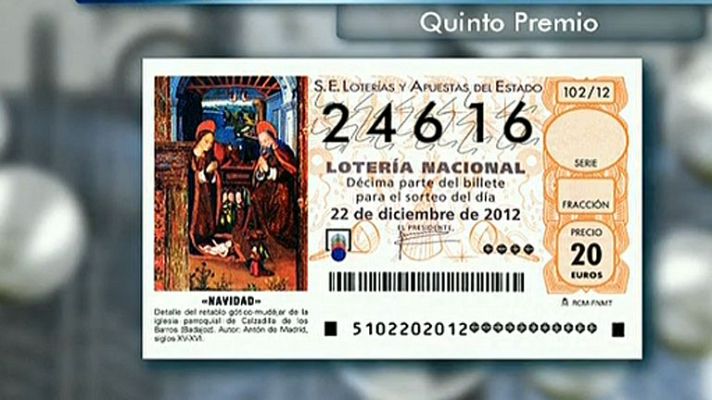 Lotería de Navidad - El último premio del sorteo: 24.616, quinto premio, dotado con 60.000 euros