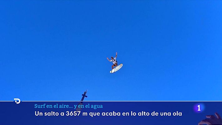 Telediario 2 - Sebastián 'La ardilla' Álvarez, un salto a más de 3.600 metros que acaba en el agua