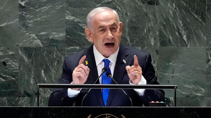 Telediario 2 - Netanyahu amenaza a Irán en su discurso ante la ONU: "No hay lugar en Irán que el largo brazo de Israel no pueda alcanzar"
