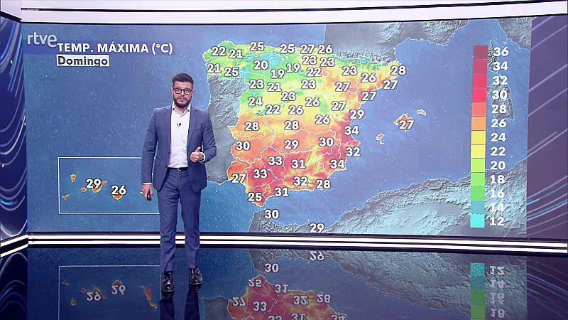 Máximas en aumento casi generalizado, notable en Cantábrico oriental y en descenso en área mediterránea sur - ver ahora