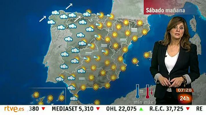 El tiempo - Rachas de viento fuerte en la cornisa cantábrica, Andalucía y Canarias