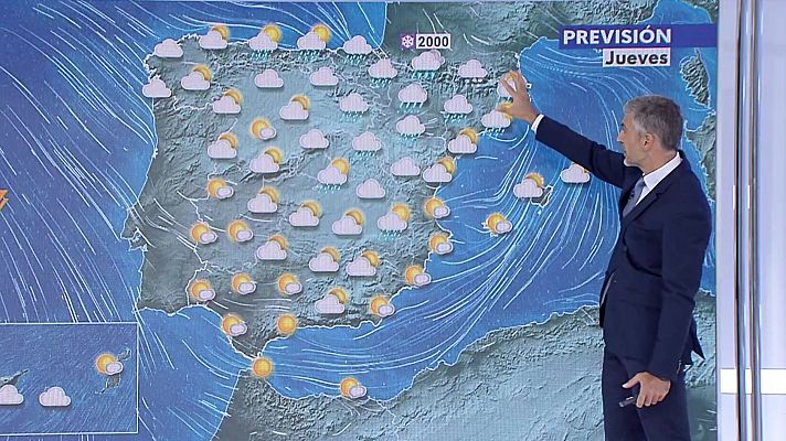 El tiempo - Precipitaciones localmente fuertes y/o persistentes en el entorno de Pirineos, en zonas del Cantábrico y en Sierra Morena