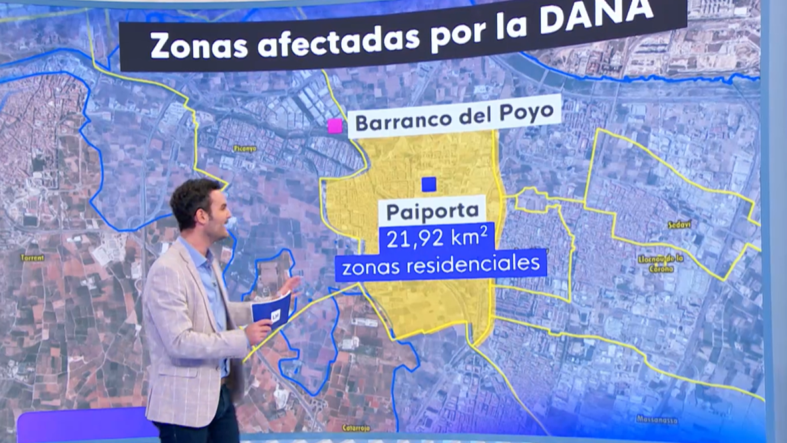 Un mapa de la DANA en Valencia muestra las zonas inundadas - La hora de La 1 | Ver