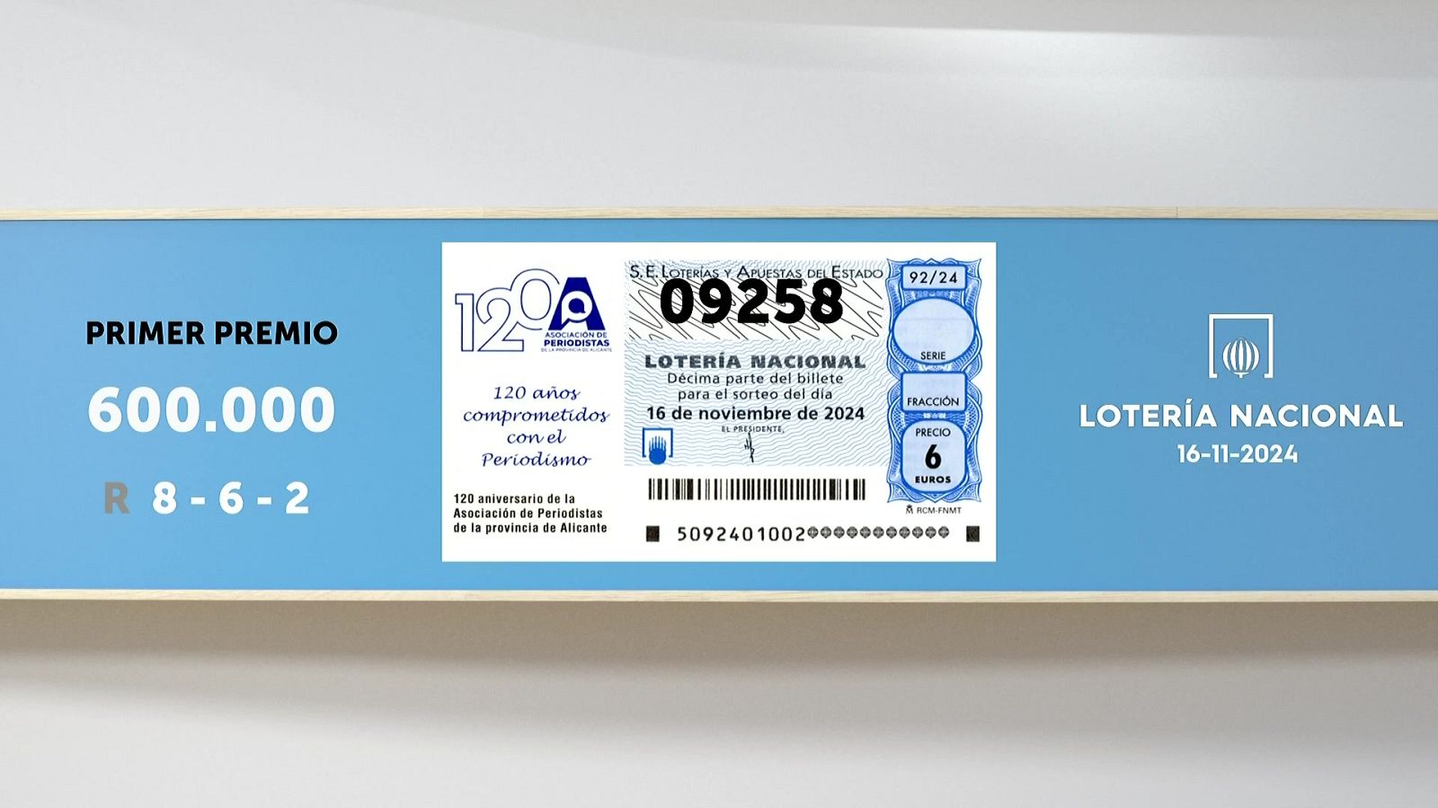 Sorteo de la Lotería Nacional del 16/11/2024 - Ver ahora