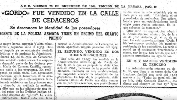 Lotería de Navidad - 1960: el Gordo de la Lotería de Navidad fue el 2365