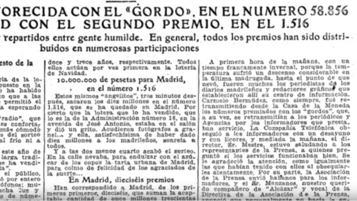 Lotería de Navidad - 1941: el Gordo de la Lotería de Navidad fue el 58856