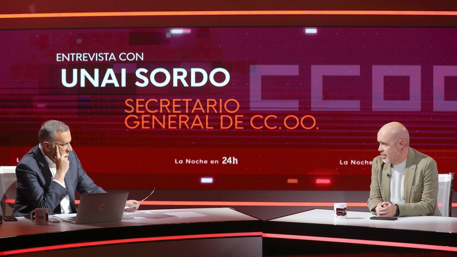 Entrevista a Unai Sordo, secretario de CC.OO., en La noche en 24h - La noche en 24h | Ver
