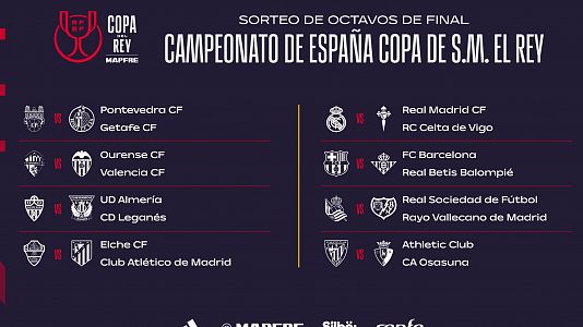Madrid-Celta, Bar�a-Betis, Elche-Atl�tico y Athletic-Osasuna, duelos destacados de los octavos de final de la Copa del Rey
