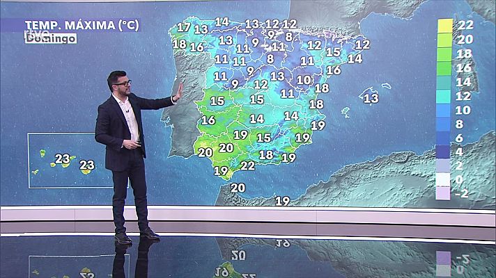 El tiempo - Las máximas descienden en el Cantábrico, Pirineos, Ebro, sistema Ibérico, Baleares y Béticas orientales