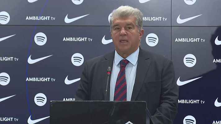 Fútbol - Laporta: "El Barcelona vuelve al 1:1 del 'fair play' financiero y eso nos permite inscribir a Olmo y Pau Víctor"