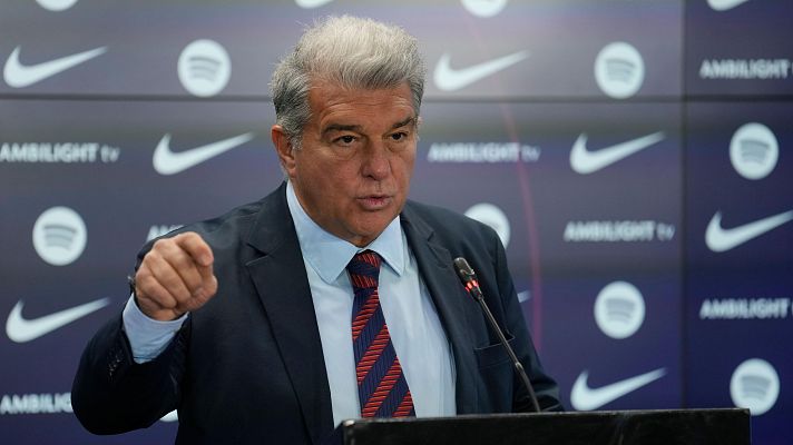 Telediario 1 - Laporta explica el 'caso Olmo' y carga contra los que quieren desestabilizar al Barça