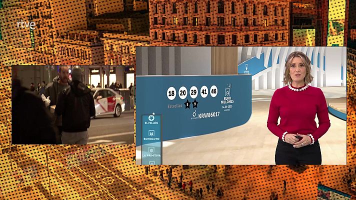 Presentadora de RTVE anuncia los números ganadores de Euromillones: 18, 20, 29, 41, 48; estrellas 5, 9; código del Millón: KRW86017.