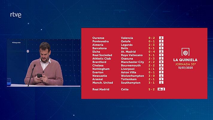 Loterías - Sorteo de la Quiniela del 17/01/2025 - Jornada 35