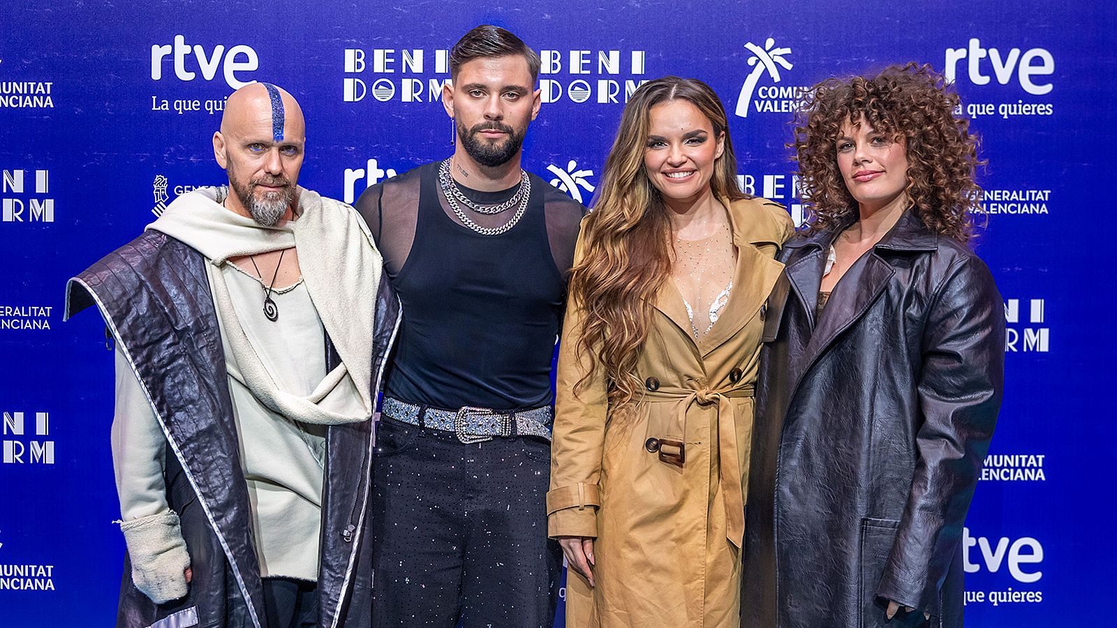 Los cuatro clasificados de la segunda semifinal del Benidorm Fest 2025, Mawot, J Kbello, Melody y Mel Ömana, ofrecen una rueda de prensa después de la gala.
