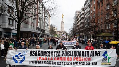 Miles de personas se manifiestan en Pas Vasco contra el "desmantelamiento" del Servicio de Salud Osakidetza