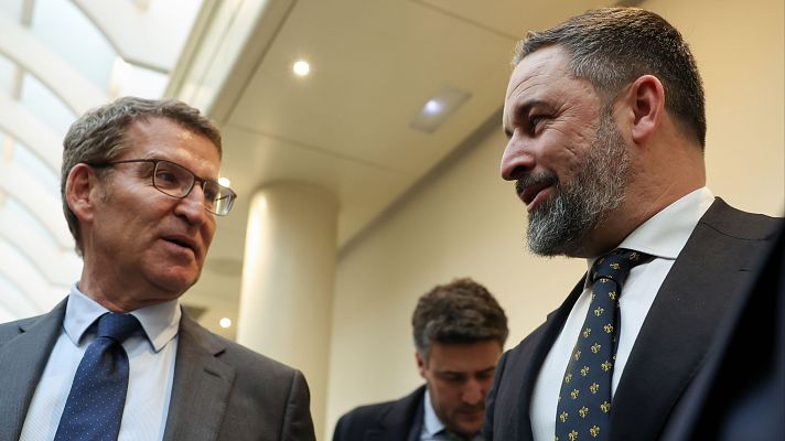 Telediario 2 - Feijóo y Abascal endurecen el tono y escenifican su distanciamiento tras el apoyo del PP al decreto ómnibus