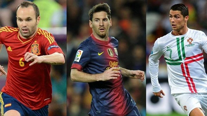 Telediario 1 - Messi, Cristiano e Iniesta, por el Balón de Oro 2012