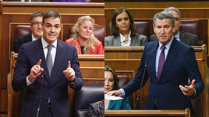 Informativo 24h - Sánchez asegura que pese al PP "España avanza" y Feijóo le recrimina: "Quedarse con la mitad del SMI no es progresista"