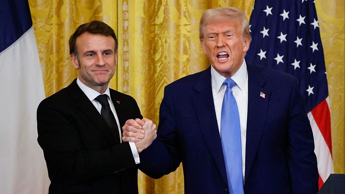 Telediario 1 - Macron, el primer líder europeo que visita a Trump para hablar de la guerra en Ucrania