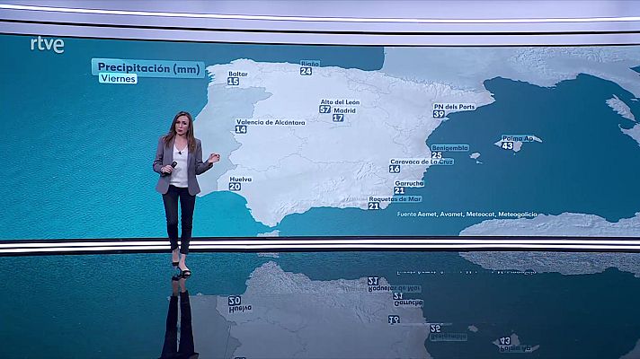 El tiempo - Intervalos de vientos fuertes y rachas muy fuertes en la cordillera Cantábrica, alto Ebro, Navarra, Pirineos occidentales y Galicia