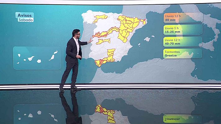 El tiempo - Precipitaciones fuertes y persistentes en Andalucía occidental y central, Ceuta, Pirineos, sistema Central, golfo de Cádiz y puntos de Alborán