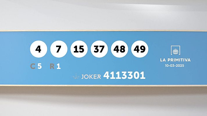 SELAE - Sorteo de la Lotería Primitiva y Joker del 10/03/2025