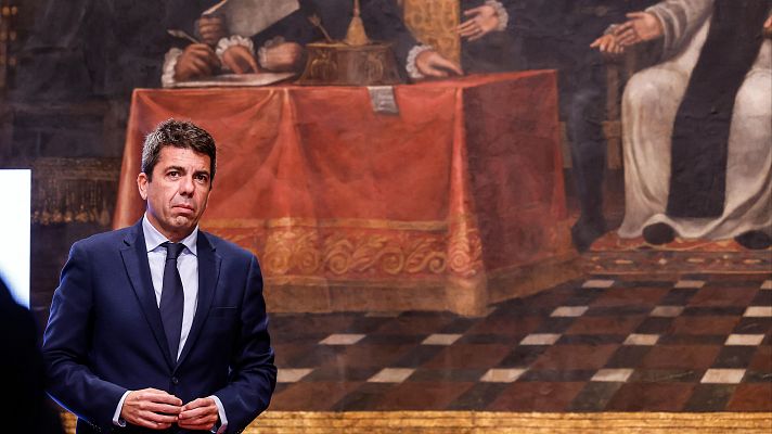 El presidente de la Generalitat Valenciana, Carlos Mazón, durante el acto de entrega de los Premios Isabel Ferrer
