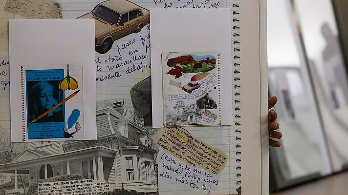 Telediario 2 - Los 'collages' de Carmen Martín Gaite en una exposición en la Casa del Lector