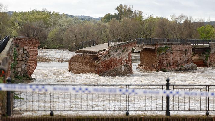 Fin de semana 24h - La crecida del río Tajo derrumba parte del puente viejo de Talavera de la Reina