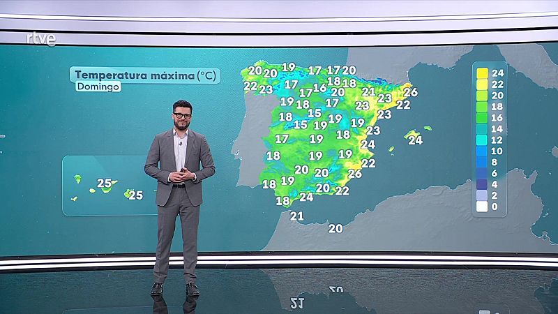 Máximas aumentan ligeramente en Valle del Ebro, litoral del levante y sur de sistemas montañosos de mitad sur - ver ahora