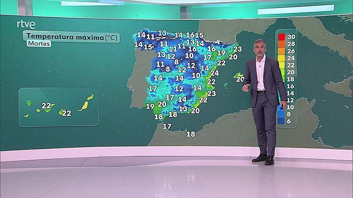 El tiempo - Precipitaciones localmente fuertes en Baleares, nordeste peninsular y litoral atlántico gallego