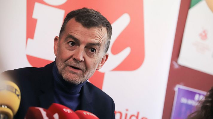 El coordinador federal de Izquierda Unida, Antonio Maíllo, ofrece una rueda de prensa.