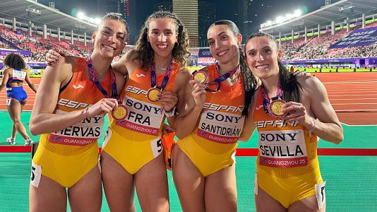El 4x400 femenino de España, campeón del mundo de relevos en Cantón 2025 y récord nacional