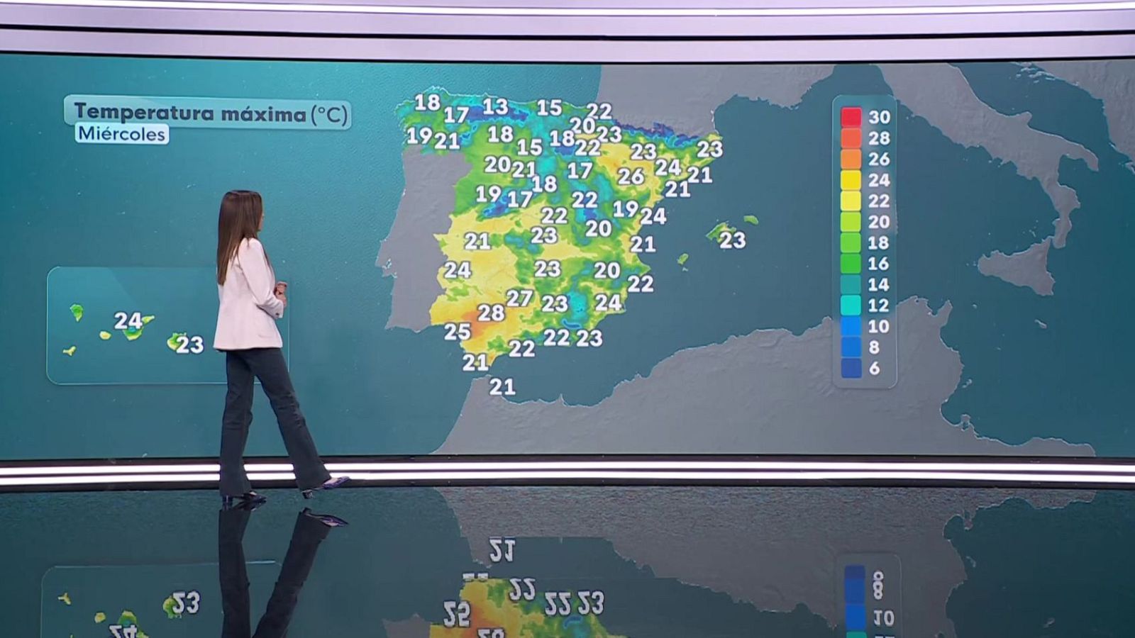 Descenso de las máximas en el Cantábrico occidental, sudeste y Baleares, aumento ligero en el sudoeste  - ver ahora