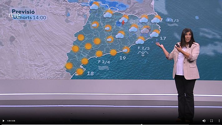 El temps - Dimarts més tranquil. Ruixats i tempestes a la meitat nord