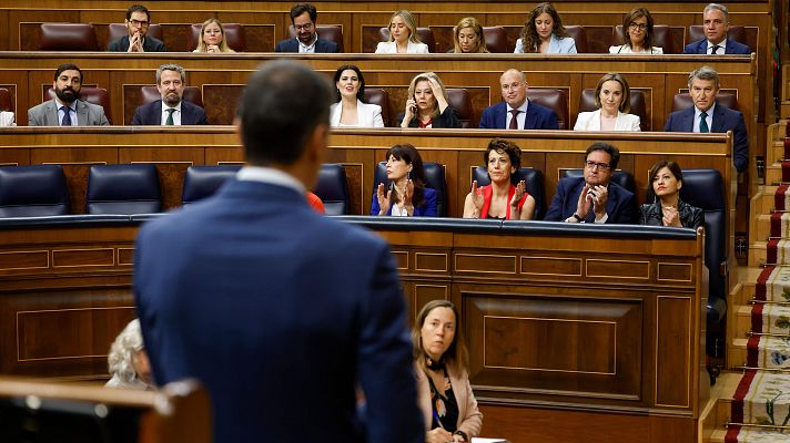 Telediario 1 - Sánchez carga contra Feijóo por su "falta de humanidad" con Gaza y el PP crítica su uso a modo de "cortina de humo"