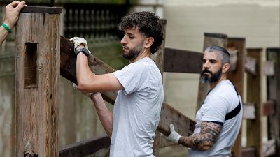 Comienza a instalarse el vallado del encierro para San Fermín