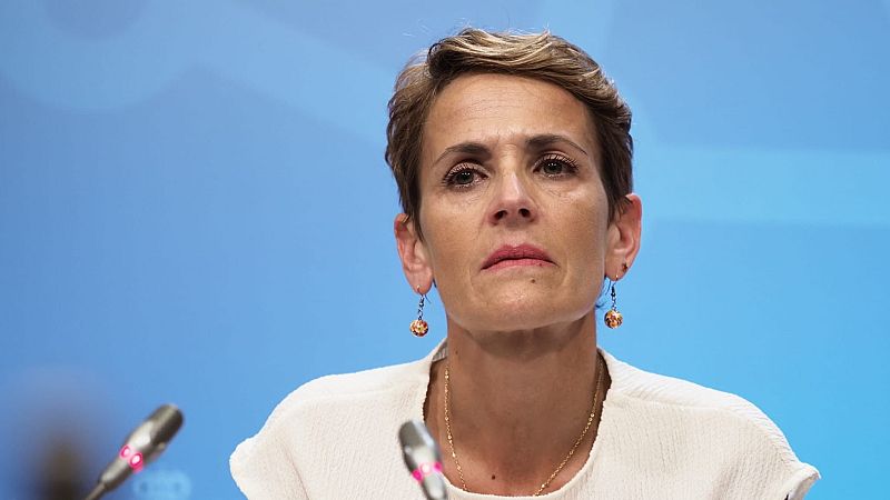 La presidenta de Navarra, María Chivite, no ha podido contener las lágrimas al hablar de Santos Cerdán