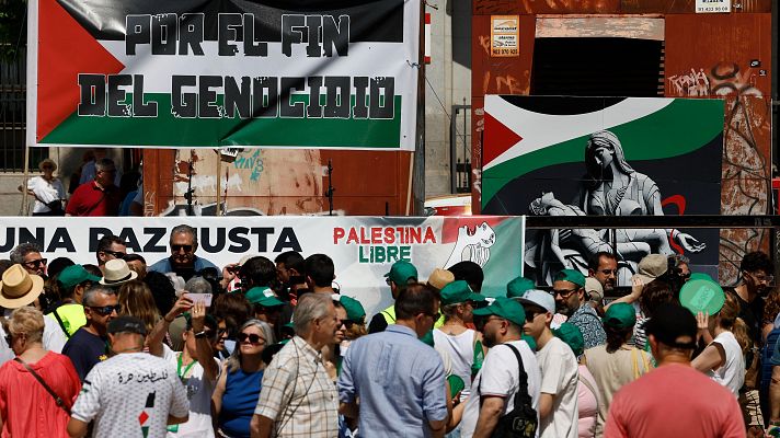 Telediario Fin de Semana - Miles de personas salen a la calle en muchas ciudades de España en contra de los ataques israelíes en Gaza