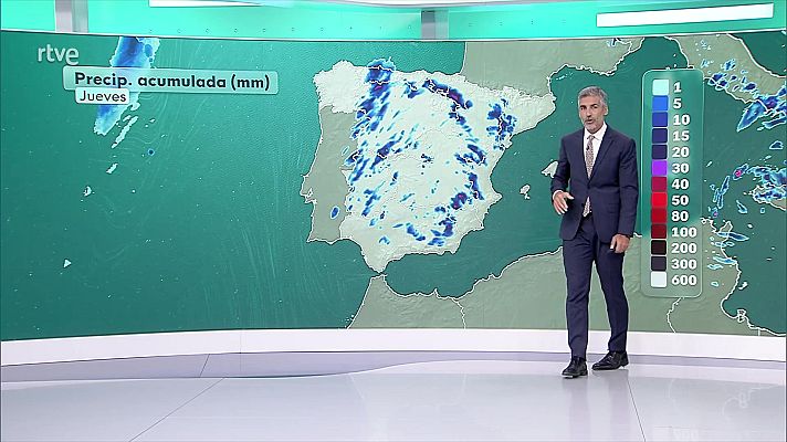 El tiempo - Tormentas y chubascos fuertes en el área cantábrica, sistema Ibérico, alto-medio Ebro, este de ambas mesetas e interiores del este y sureste peninsular y Extremadura.