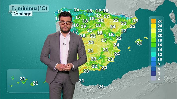 El tiempo - Temperaturas máximas significativamente elevadas en la mayor parte de la mitad sur, del tercio nordeste peninsular, en la meseta Norte y en Baleares