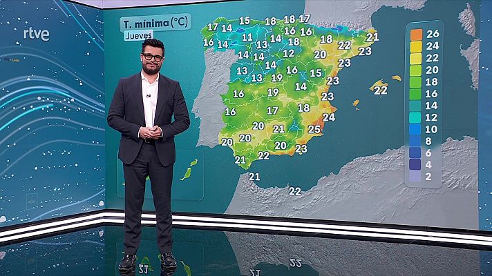 El tiempo - Temperaturas máximas significativamente elevadas en zonas del interior de la mitad sur, tercio nordeste peninsular y en Baleares