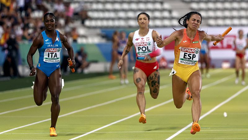El relevo 4x100m femenino bate el récord de España en Madrid - Atletismo | Ver