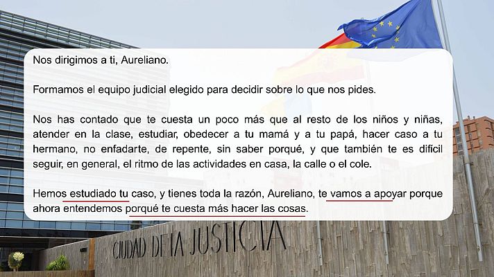 Telediario 1 - Una jueza en Canarias modifica el lenguaje judical para adaptarlo a un menor