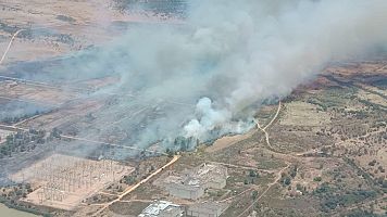 El incendio de Valdecaballeros, Badajoz, presenta una evolucin favorable, con 2.500 hectreas quemadas