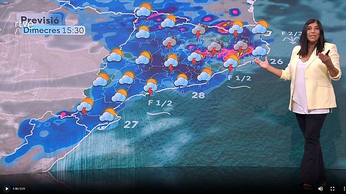 El temps - Ruixats torrencials, tempestes severes i poca calor