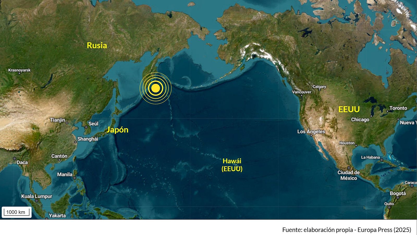 Los países del Pacífico ya han activado las alarmas y a las islas de Hawái están llegando olas de un metro veinte | Ver