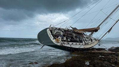 Un veler encallat a X�bia s'ha convertit en l'atracci� per a turistes i locals | Ver