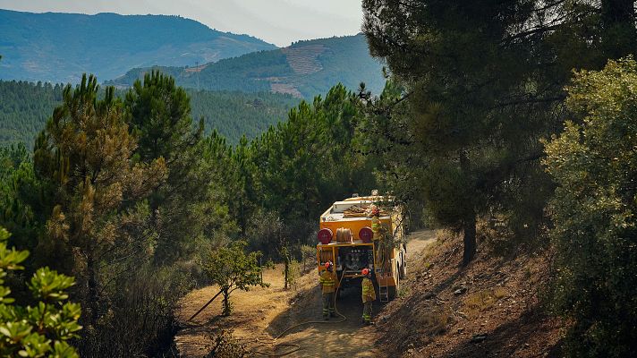 Telediario 1 - Los incendios de Las Hurdes y Ávila continúan activos pero evolucionan favorablemente