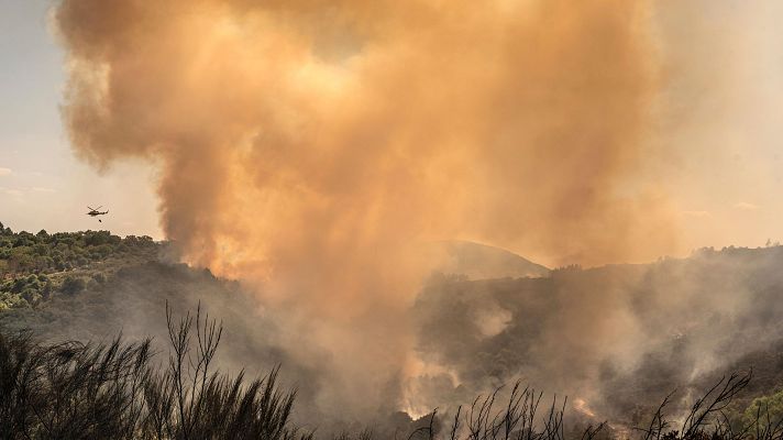 Llamas del incendio que afecta al municipio ourensano de Vilardevós